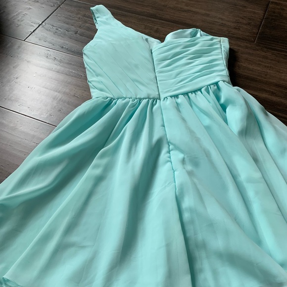 MORI LEE BY MADELINE GARDNER - light aqua / Tiffany blue mini bridesmaid dress - Picture 14 of 16
